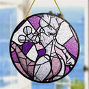 Mewtwo Pokemon Round Stained Glass Suncatcher