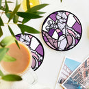 Mewtwo Pokemon Stained Glass Decor Coaster - Gift Idea