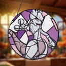 Mewtwo Pokemon Round Stained Glass Suncatcher