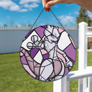 Mewtwo Pokemon Round Stained Glass Suncatcher