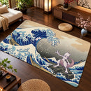 Mewtwo x Mew Pokemon The Great Wave Rectangular Area Rug