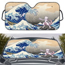 Mewtwo Vs Mew Pokemon The Great Wave Japan Custom Car Windshield Sunshades