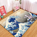 Mewtwo x Mew Pokemon The Great Wave Rectangular Area Rug