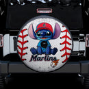 Miami Marlins Car Spare Tire Cover With Camera Hole