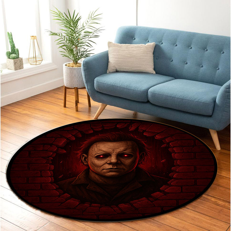 Michael Myers Halloween Break Wall Round Rug
