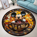 Kimono Cat Stained Glass Round Rug