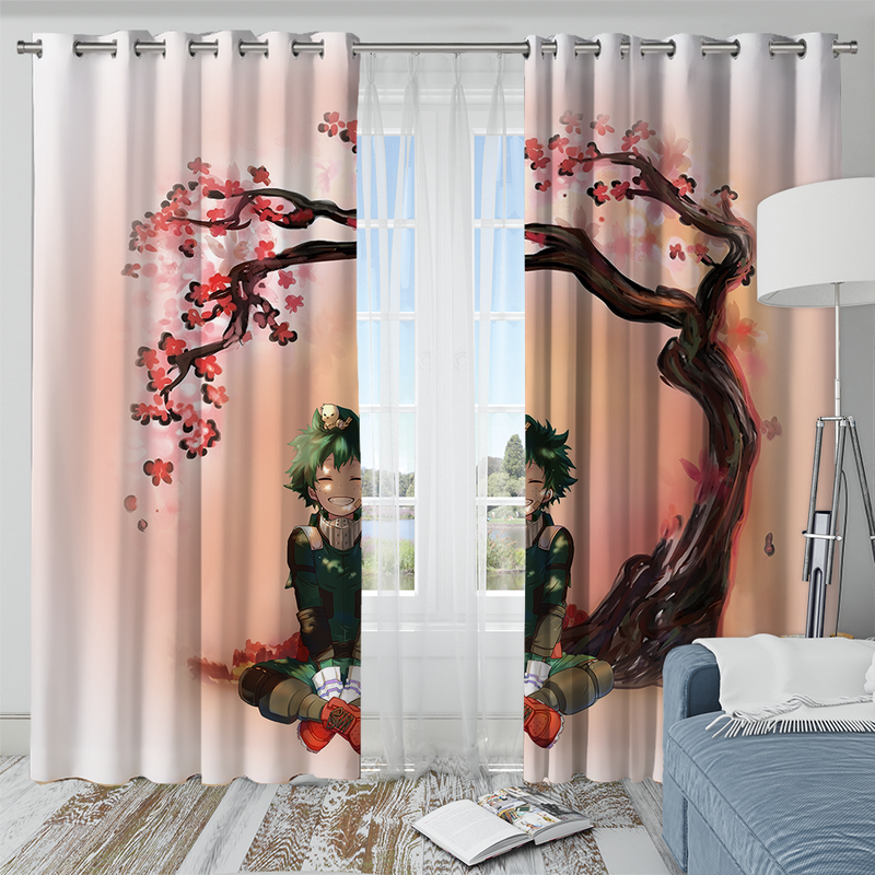 Midoriya Izuku My Hero Academia Anime Cherry Blossom Window Curtain