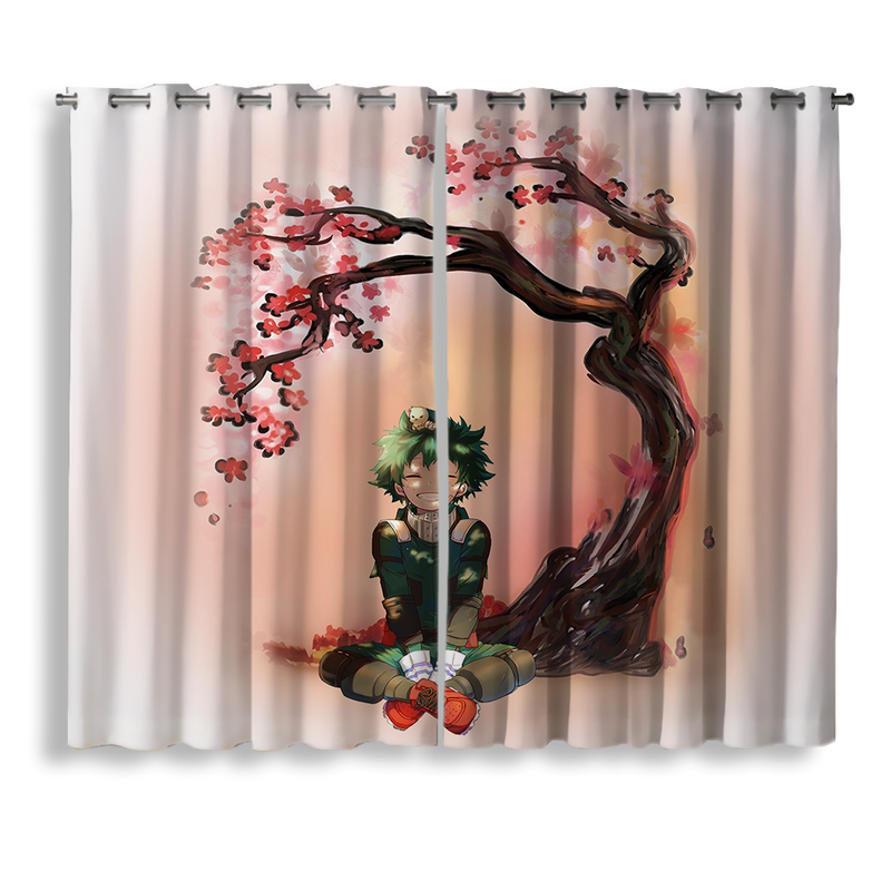 Midoriya Izuku My Hero Academia Anime Cherry Blossom Window Curtain