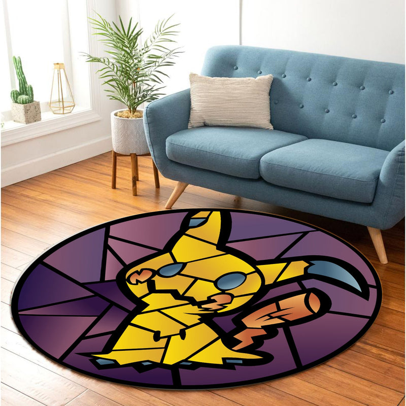 Mimikyu Pokemon Stained Glass Round Rug
