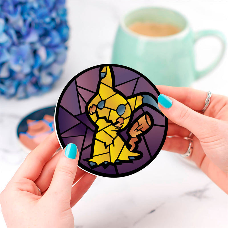 Mimikyu Pokemon Stained Glass Decor Coaster - Gift Idea