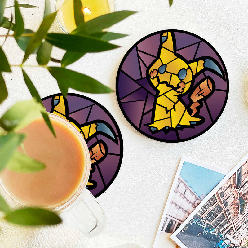 Mimikyu Pokemon Stained Glass Decor Coaster - Gift Idea