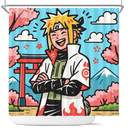 Minato Hokage 4th Japan Ink Style Shower Curtain