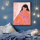 A Girl Wrapped In A Bland - Living Room - Canvas Wall Art - Print - Wall Decor