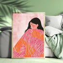 A Girl Wrapped In A Bland - Living Room - Canvas Wall Art - Print - Wall Decor
