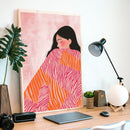 A Girl Wrapped In A Bland - Living Room - Canvas Wall Art - Print - Wall Decor