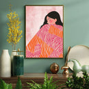 A Girl Wrapped In A Bland - Living Room - Canvas Wall Art - Print - Wall Decor