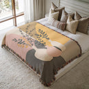 Minimalist Botanical Modern Floral Woven Throw Blanket