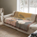 Minimalist Botanical Modern Floral Woven Throw Blanket