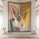 Minimalist Botanical Modern Floral Woven Throw Blanket