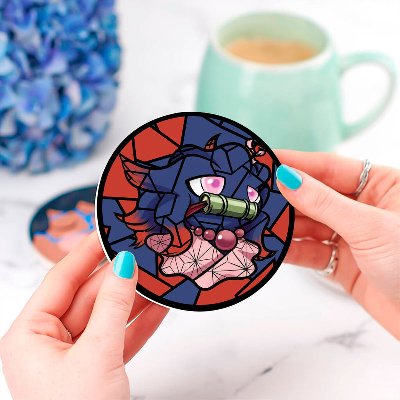 Misdreavus Nezuko Pokemon Stained Glass Decor Coaster - Gift Idea