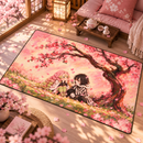 Mitsuri Kanroji x Obanai Iguro Demon Slayer Cherry Blossom Rectangular Area Rug