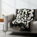 Modern Art In Black And White Matisse Abstract Leaf Style Woven Throw Blanket