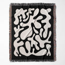 Modern Art In Black And White Matisse Abstract Leaf Style Woven Throw Blanket