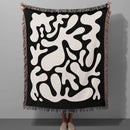 Modern Art In Black And White Matisse Abstract Leaf Style Woven Throw Blanket