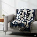 Modern Art In Blue And White Matisse Abstract Leaf Style Woven Throw Blanket