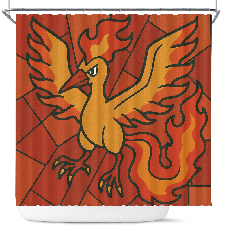 Moltres Pokemon Stained Glass Shower Curtain