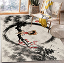 Luffy One Piece Japan Ink Style Rectangular Area Rug
