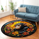 Monkey Stained Glass Round Rug