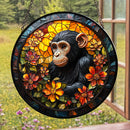 Monkey Round Stained Glass Suncatcher