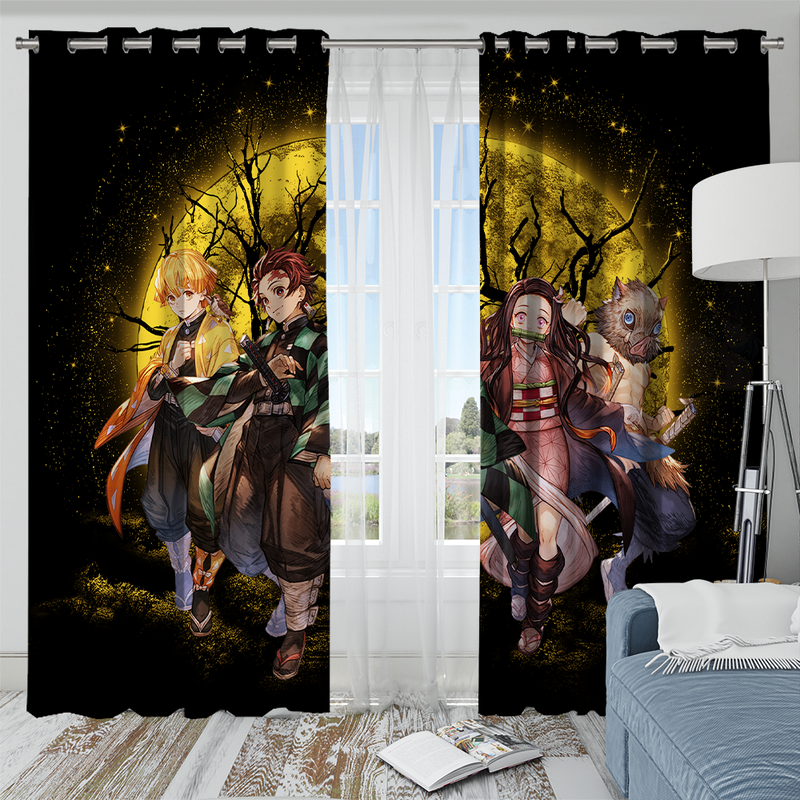 Demon Slayer Moonlight Background Window Curtain