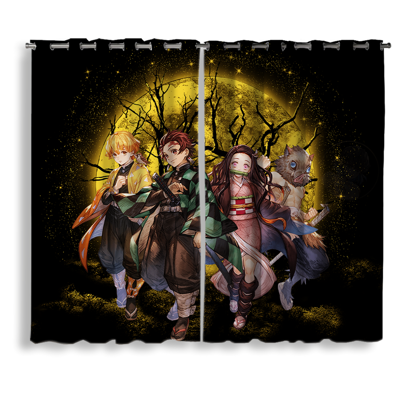 Demon Slayer Moonlight Background Window Curtain