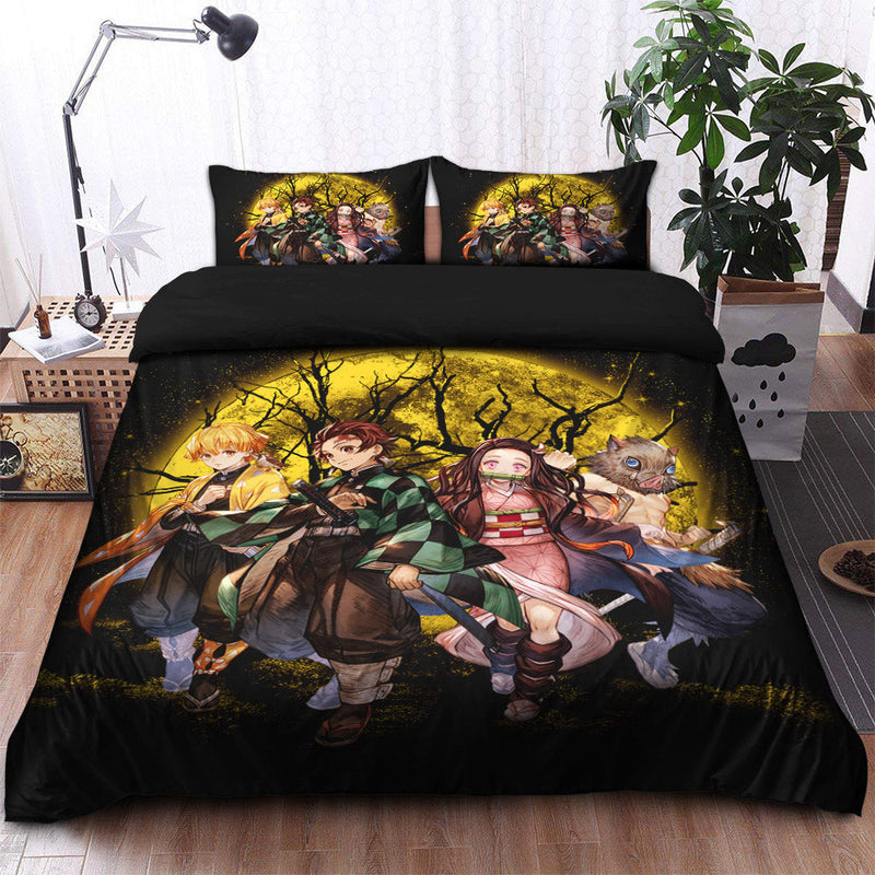 Demon Slayer Tanjiro Nezuko Inosuke And Zenitsu Moonlight Bedding Set Duvet Cover And 2 Pillowcases Nearkii