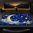 Moon And Star Stained Glass Desk Mat
