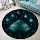 Moon Phase Galaxy Mystic Luna Moth Carpet Round Rug