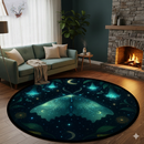 Moon Phase Galaxy Mystic Luna Moth Carpet Round Rug