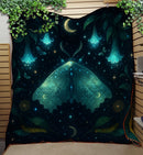 Moon Phase Galaxy Mystic Luna Moth Quilt Blanket