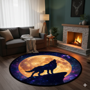 Moon Wolf Galaxy Carpet Round Rug