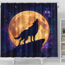 Moon Wolf Galaxy Shower Curtain