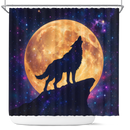 Moon Wolf Galaxy Shower Curtain