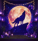 Moon Wolf Galaxy Quilt Blanket