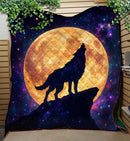 Moon Wolf Galaxy Quilt Blanket