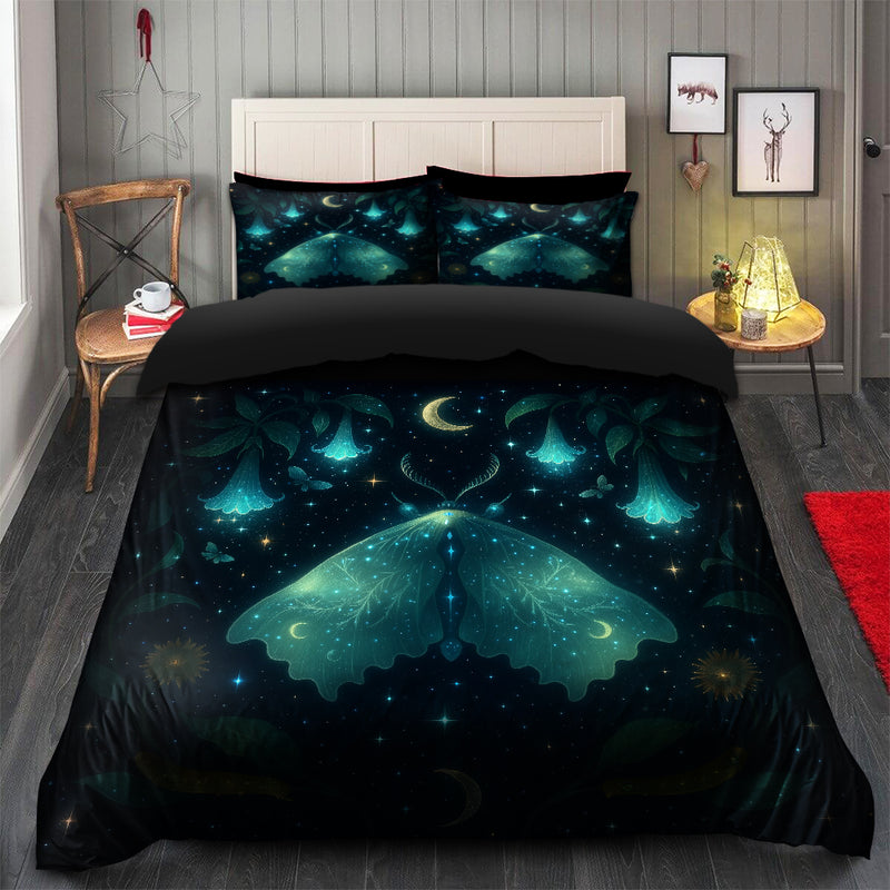 Moon Phase Galaxy Mystic Luna Moth Bedding Set