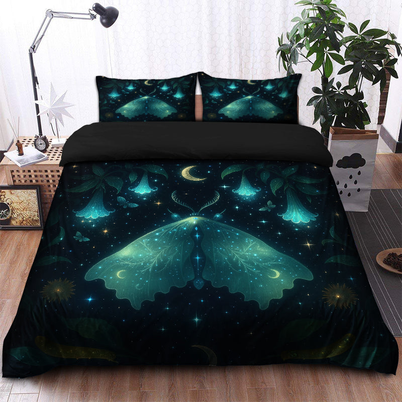 Moon Phase Galaxy Mystic Luna Moth Bedding Set