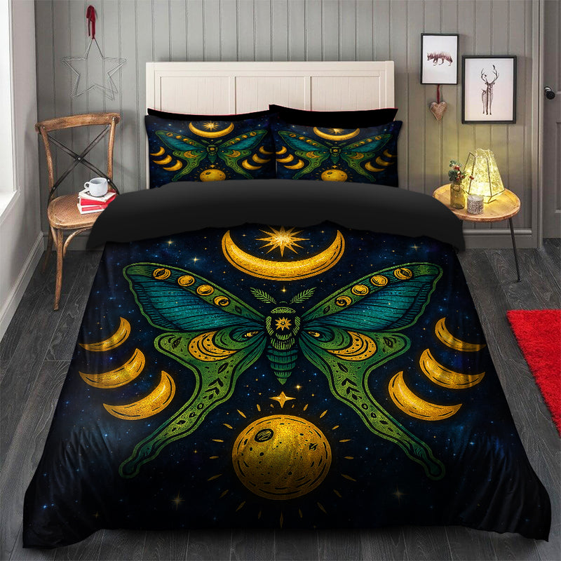 Moon Phase Galaxy Butterfly Bedding Set
