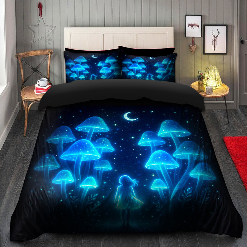 Mystic Girl in Mushroom Forest Bedding Set