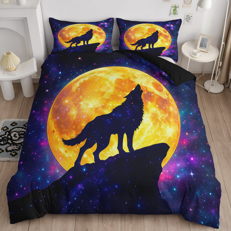 Moon Wolf Galaxy Bedding Set